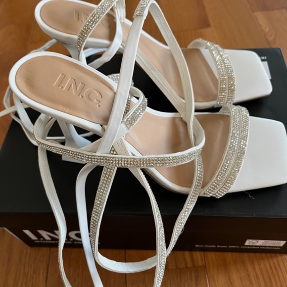 International Concepts (INC) White Lace Up Sandals - Picture 2 of 5